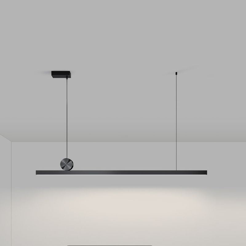 Schwarz gerade Insel hell moderne Aluminium -LED -Inselanhänger für Wohnzimmer