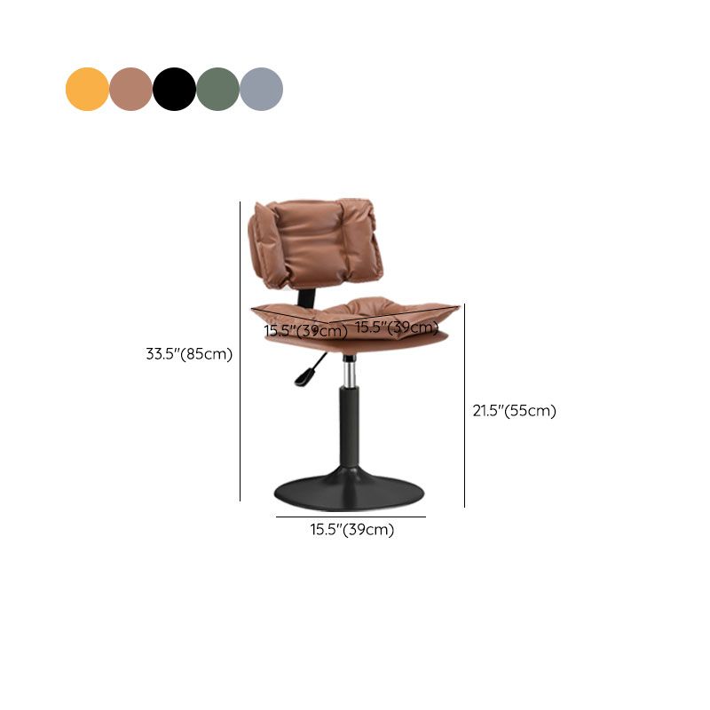Glam Style Faux Leather Bar Stools Swivel Adjustable Height Bar Stool with Black Base