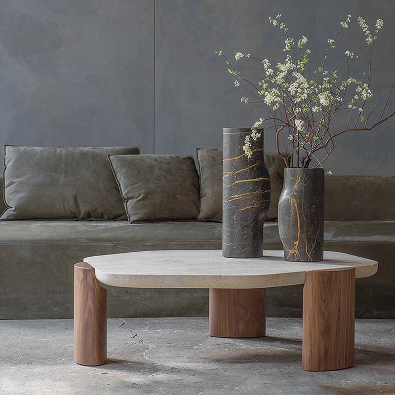 Contemporary Coffee Table Single Stone Coffee Cocktail Table