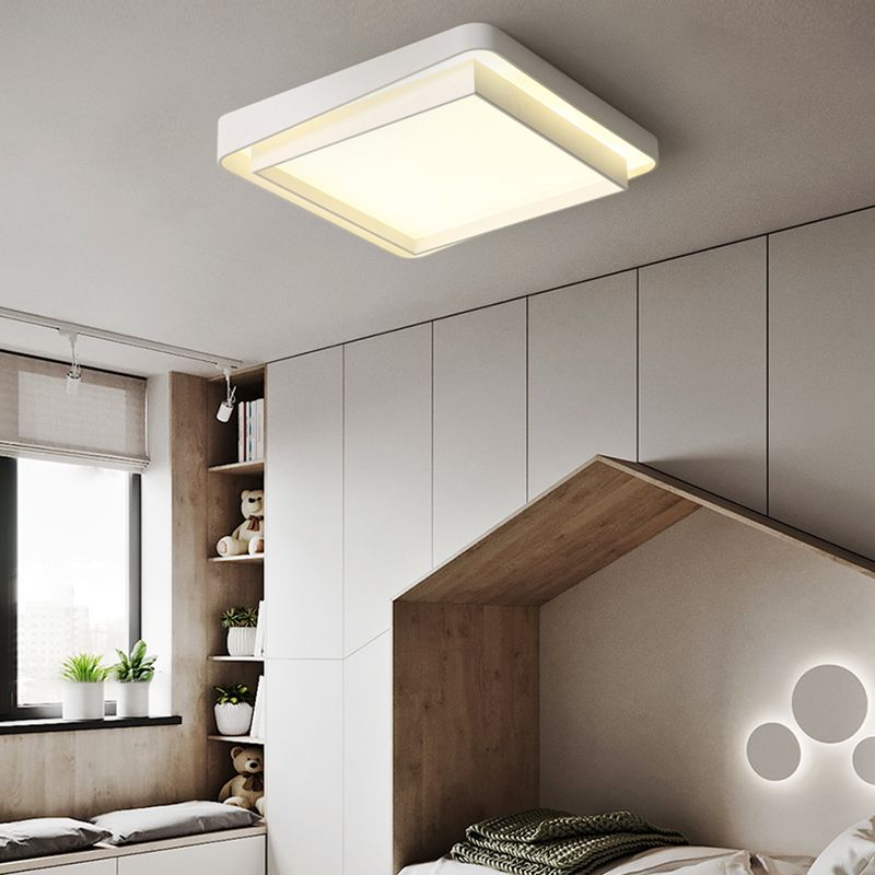 Lámpara de techo LED contemporánea, lámpara empotrada blanca con pantalla acrílica