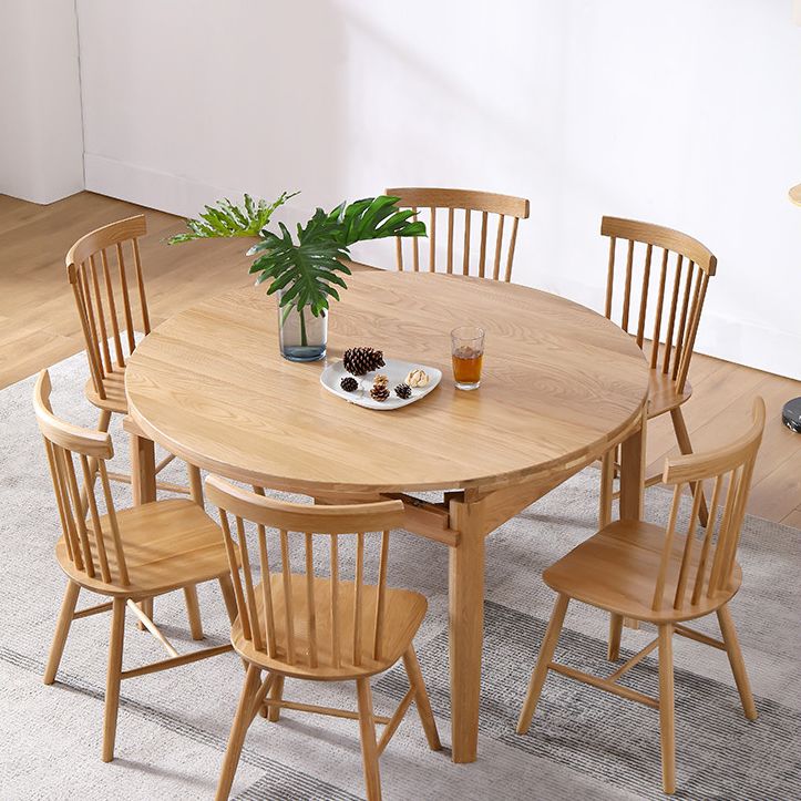 Round Dining Site Table Simple Style Solid Wood Furniture with Drop Leaf