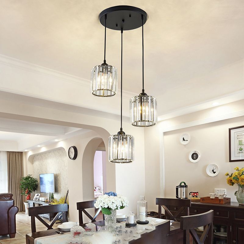 Contemporary Cube Pendant Light Crystal Hanging Pendant for Living Room