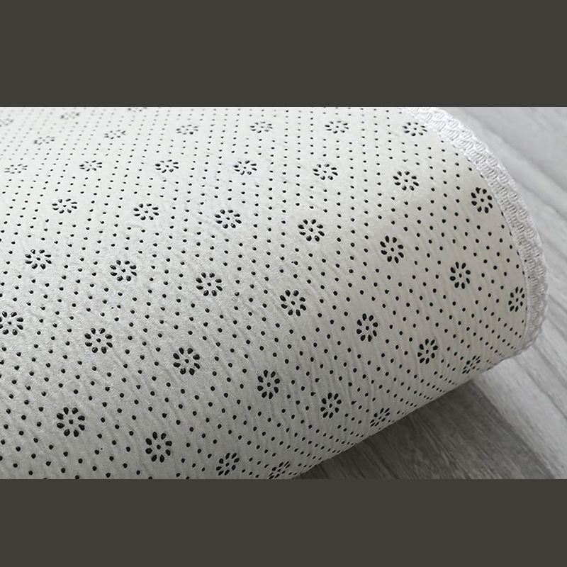 White Tone Simple Area Carpet Polyester Geometric Print Indoor Rug Anti-Slip Backing Carpet for Living Room
