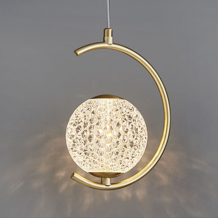Pendre en forme de laiton Round Light Minimaliste LED Metal Suspension Light