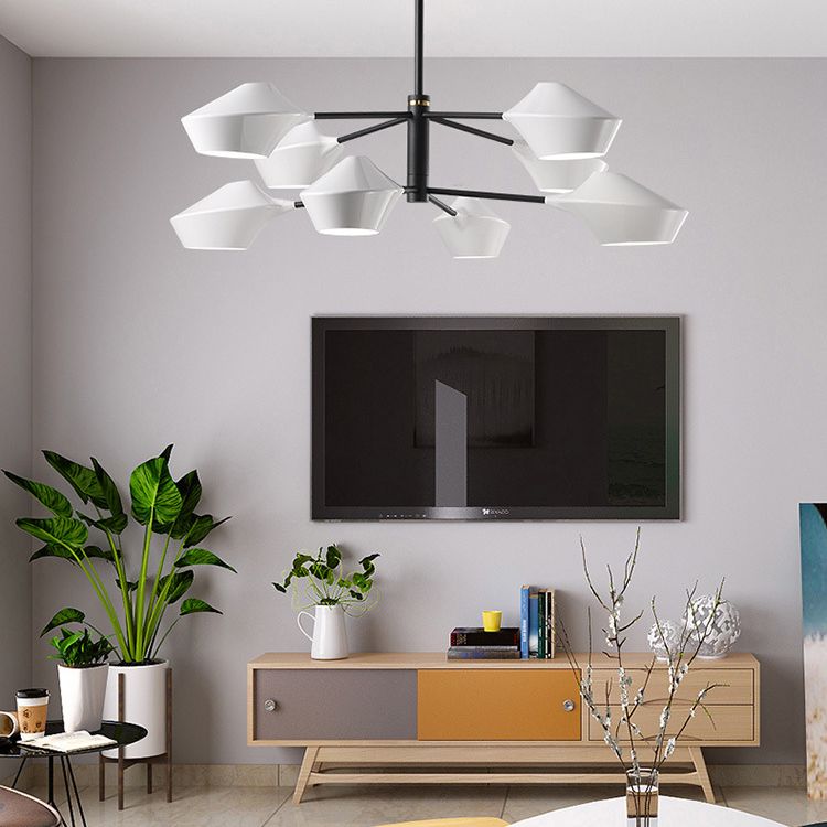 Modern ombreggiata lampadina a lampada in metallo salotto lampadario luce a sospensione