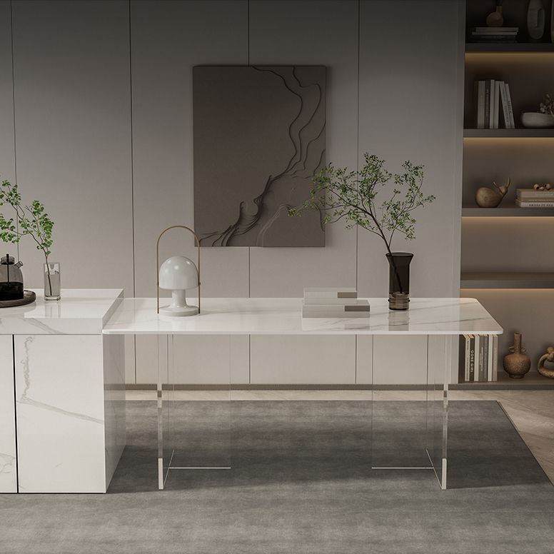 Sintered Stone Top Table Double Pedestal Table for Home Kitchen Dinner