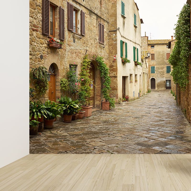 Photography Style Tranquil Town Mural Giant Wall Covering for Dining Room, Custom