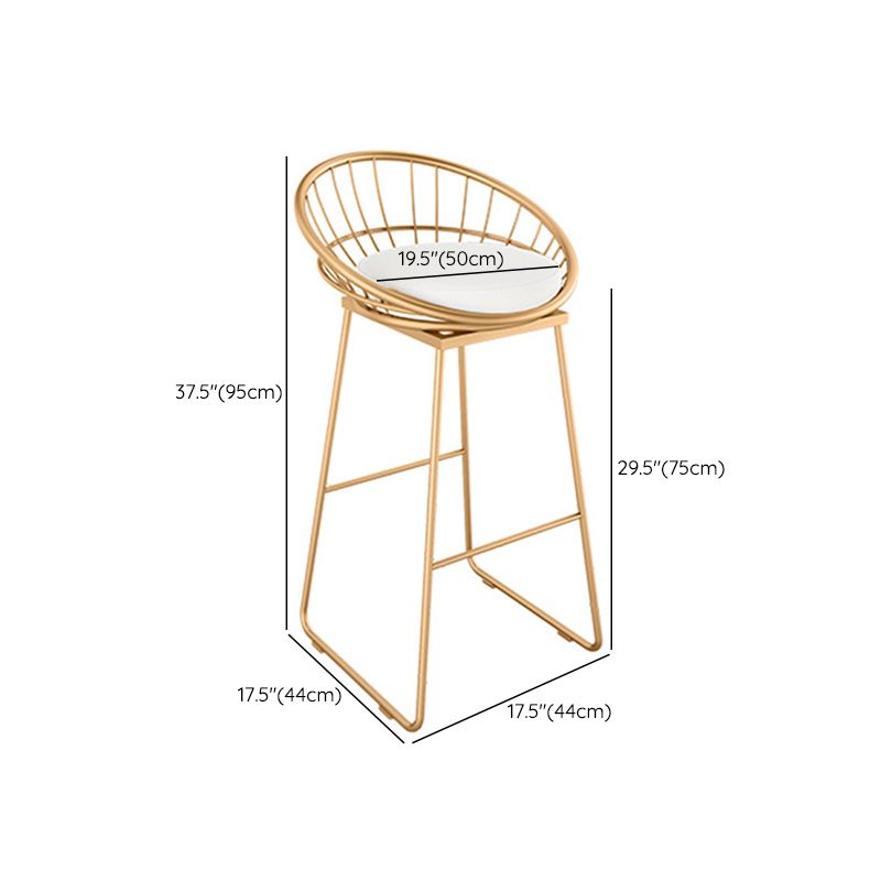 Glam Round Bar Stools Gold Metal Dining Stools with Footrest