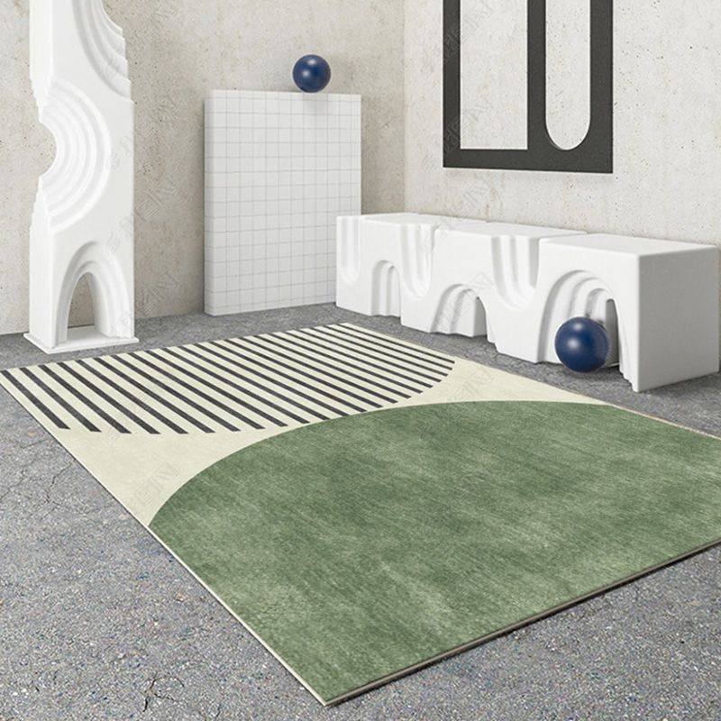 Rectangle Indoor Rug Living Room Modern Area Rug Non-Slip Backing Color Block Carpet