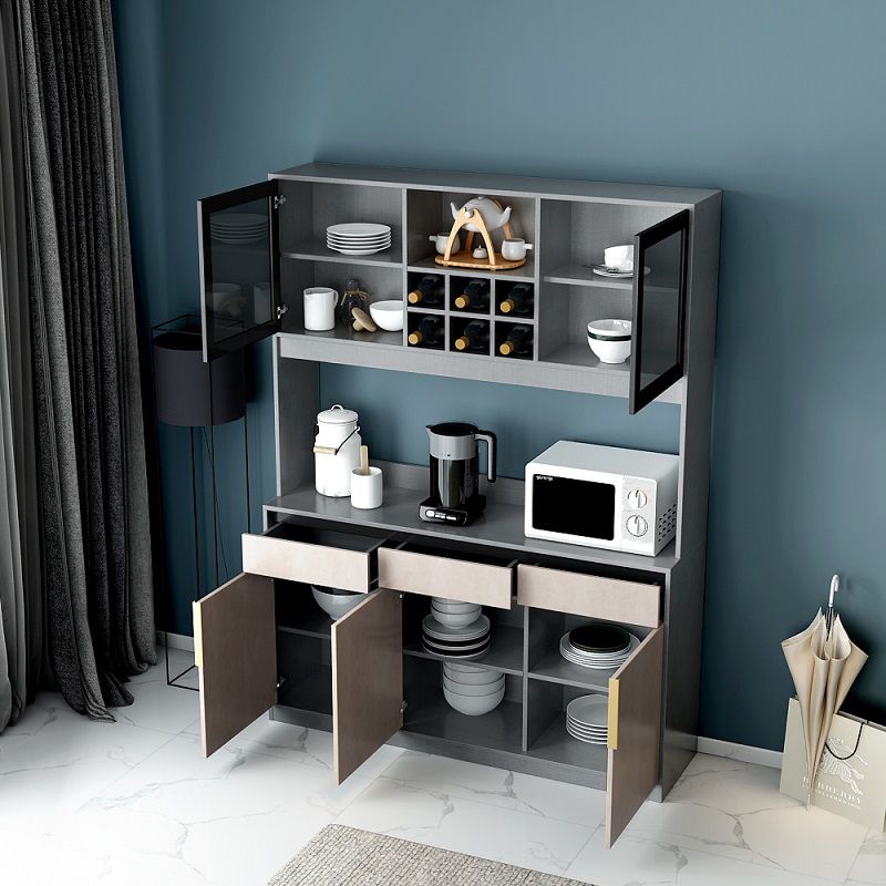 Wood Living Room Sideboard Modern Credenza with Storage and Drawer