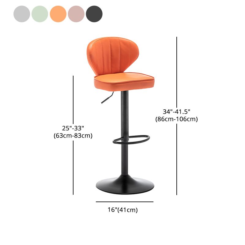 Contemporary Faux Leather Bar Stool Footrest Low Back Adjustable Height Swivel Stool