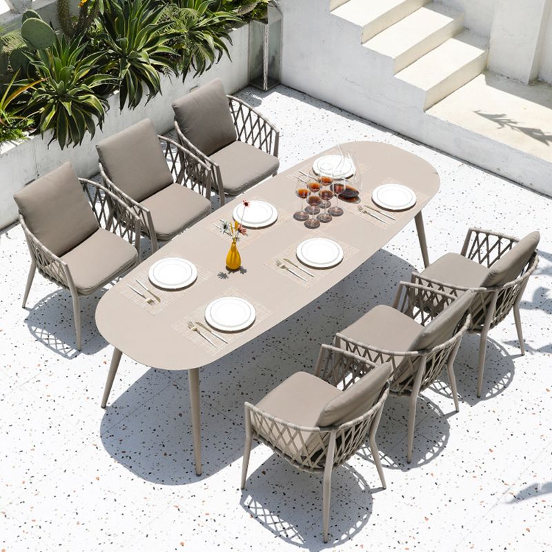 Contemporary Dining Side Chair Water Repellent Finish Cushion Outdoor Chair