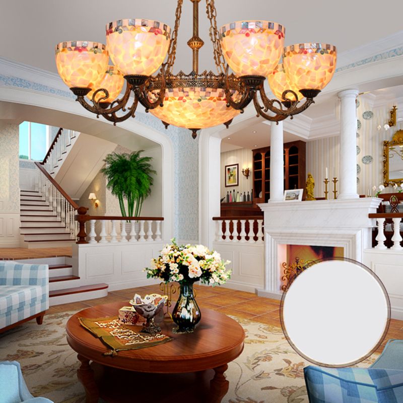 Gebrandschilderd brons Bronze kroonluchter lichtbarmgere kom Barokhangende kroonluchter