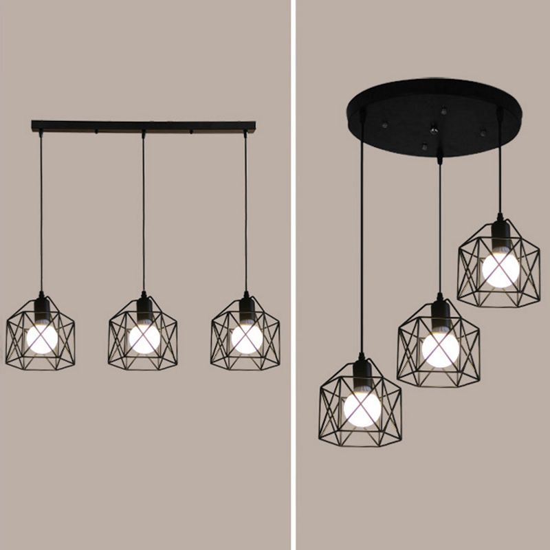 Geometric Shape Metal Island Pendant Industrial Style Island Lighting for Hallway