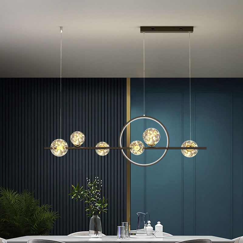 Spherical Shape Island Pendants Contemporary Metal 7 Light Light Hanging Lights