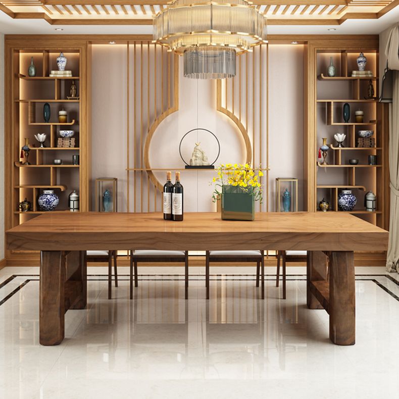 Mesa de comedor marrón de madera sólida simple forma de comedor rectángulo de mesa estándar para cocina