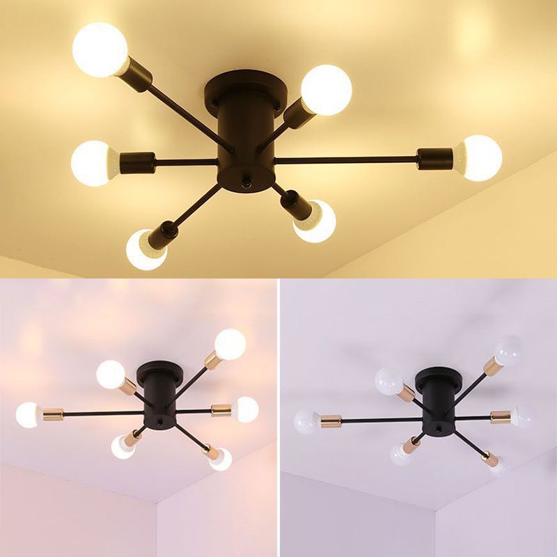 Sputnik Design Metal Semi Flush Light Fixtures Vintage Living Room Semi Flush Mount Ceiling Fixture