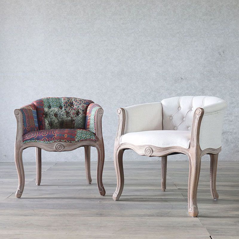 Matte Finish Solid Back Chair Farmhouse Coffee Shop Fabric Arm Chair