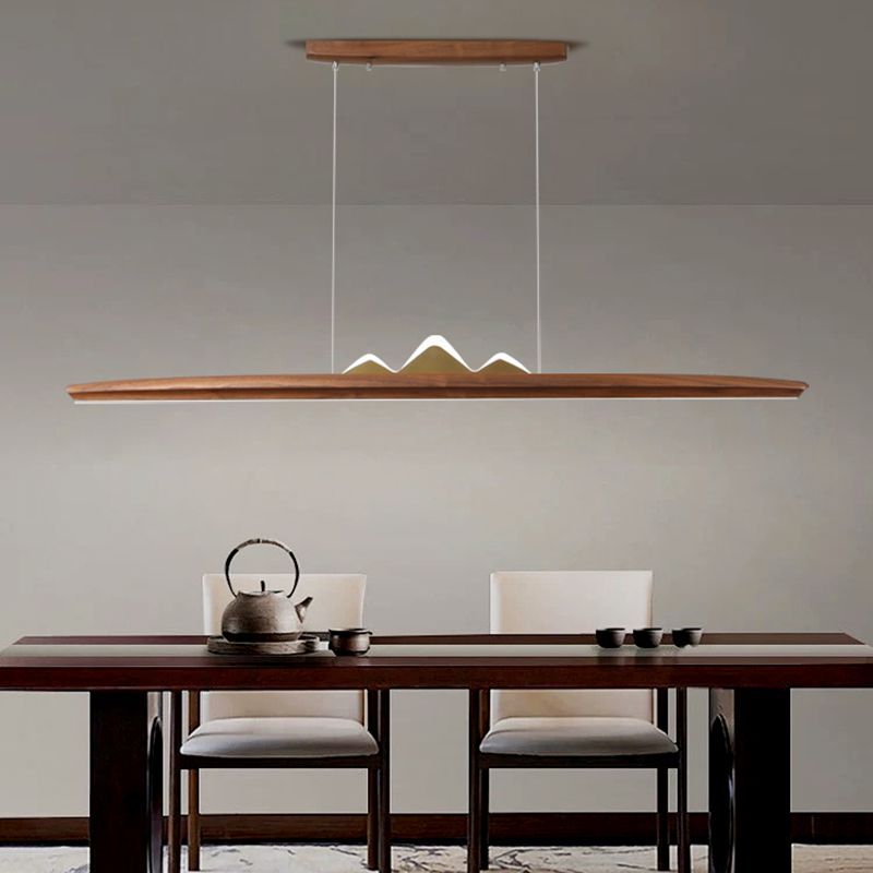 Modern Style Pendant Lighting Fixtures Wooden Shade Island Lighting Ideas for Kitchen