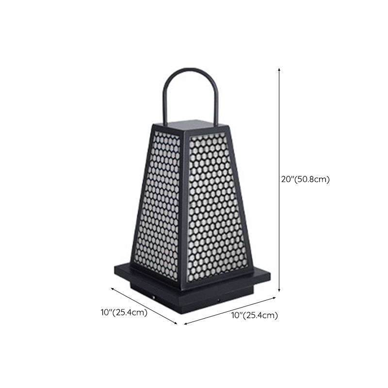 Contemporary Waterproof Outdoor Solar Pillar Lamp in Black for Courtyard