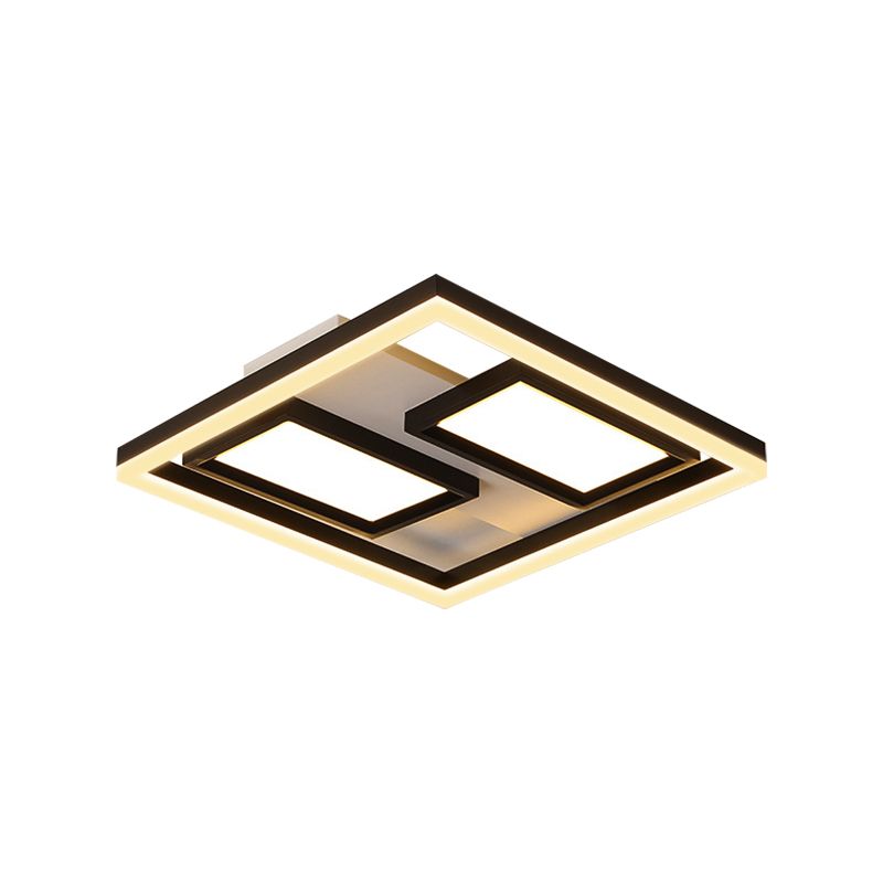 Luz empotrada súper delgada de 16 "/ 19,5" / 35,5 "/ 43" de ancho Estilo nórdico Metal Negro Led cerca de la luz del techo en blanco cálido /