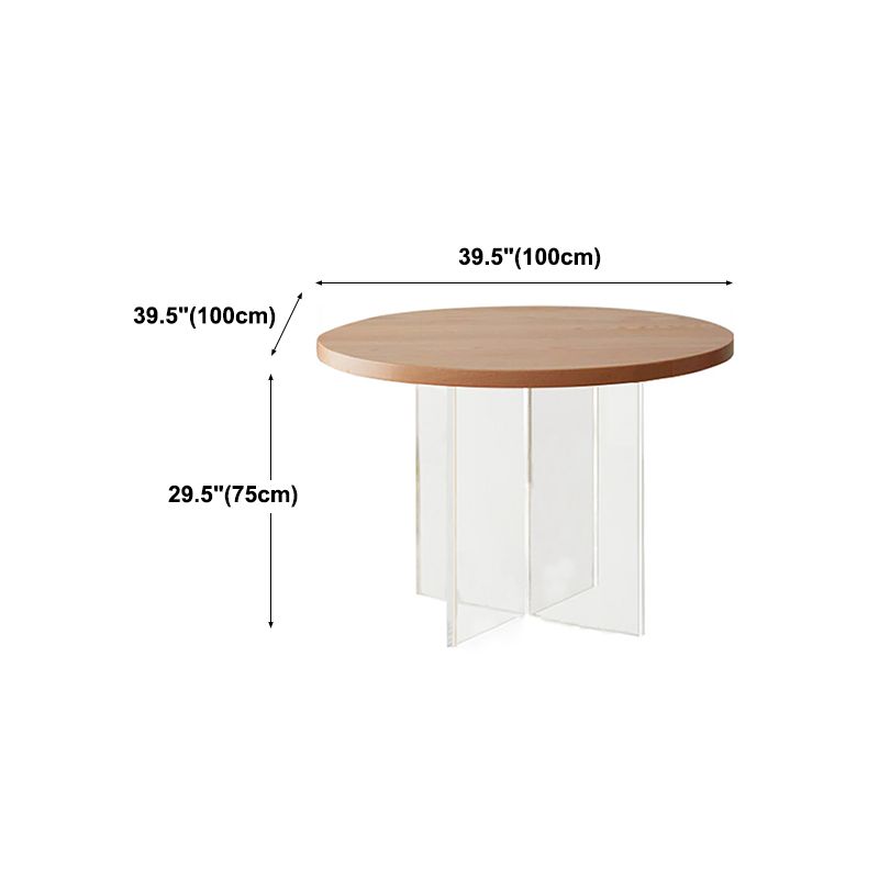 Pine and Acrylic Round Dining Table Modern Natural Dinner Table Kitchen Home