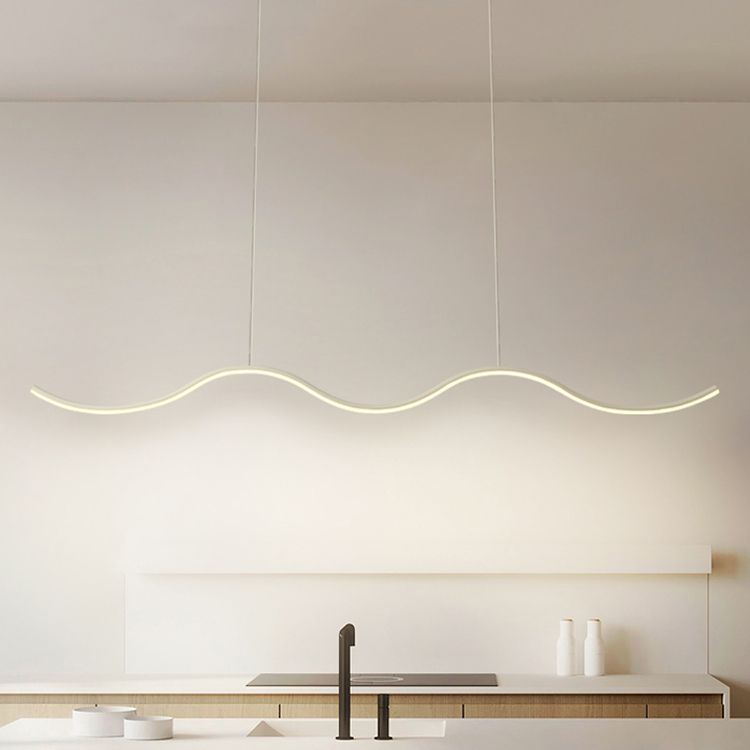 Metal Linear Shade Island Pendant Postmodern Style 1 Light Island Lighting for Living Room