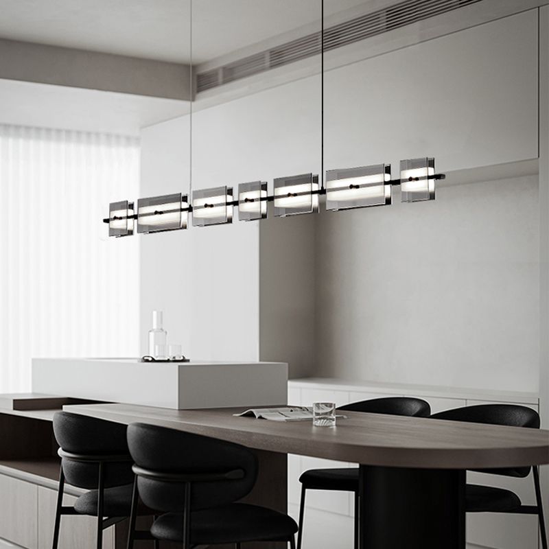 Contemporary LED Hanging Light Glass Island Light Fixture for Dining Room