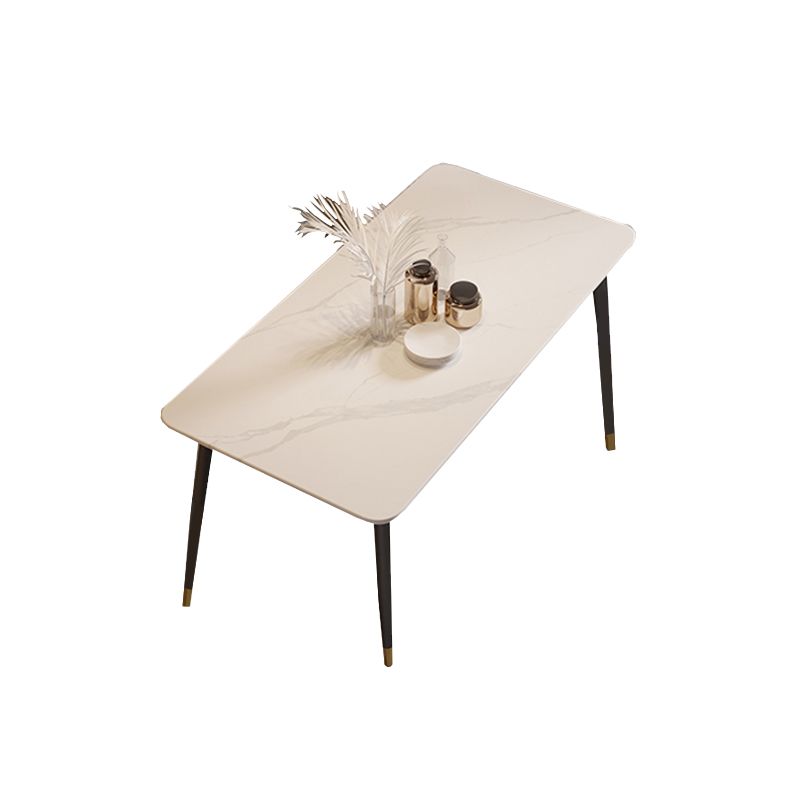 Rectangle Black Base Dining Table Modern Stone Table for Living Room