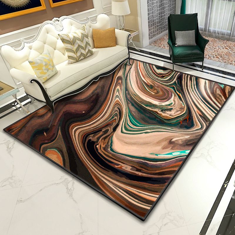 Modern Abstract Lava Print Rug Multi-Colored Modern Carpet Polypropylene Stain Resistant Non-Slip Backing Machine Washable Rug for Home