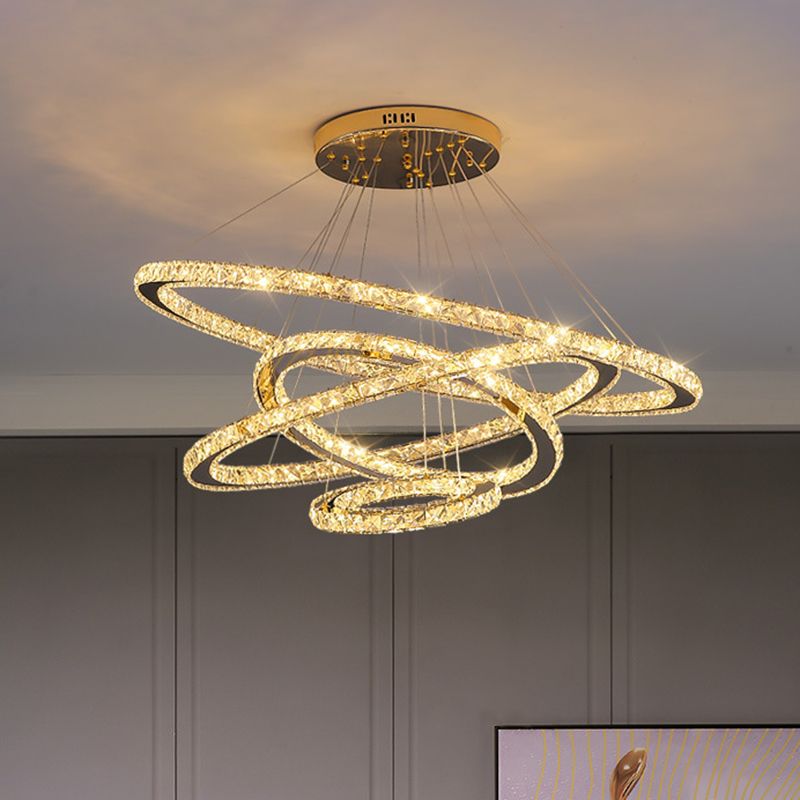 Contemporary Ring Chandelier Pendant Light K9 Crystal Suspension Pendant Light for Living Room