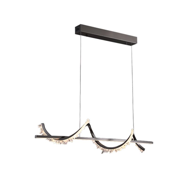 Minimalism Hanging Light Spiral LED Island Light Fixture with Crystal for Dining Room