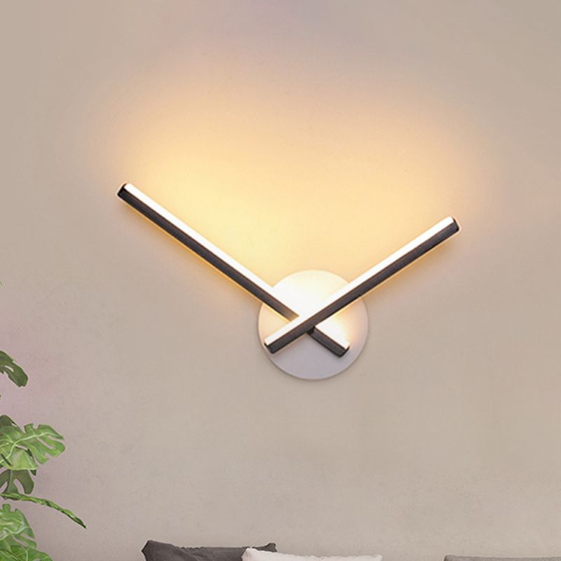 Linear Acrylic Sconce Light Fixture Simple Style Black/White LED Wall Lamp in Warm/White Light