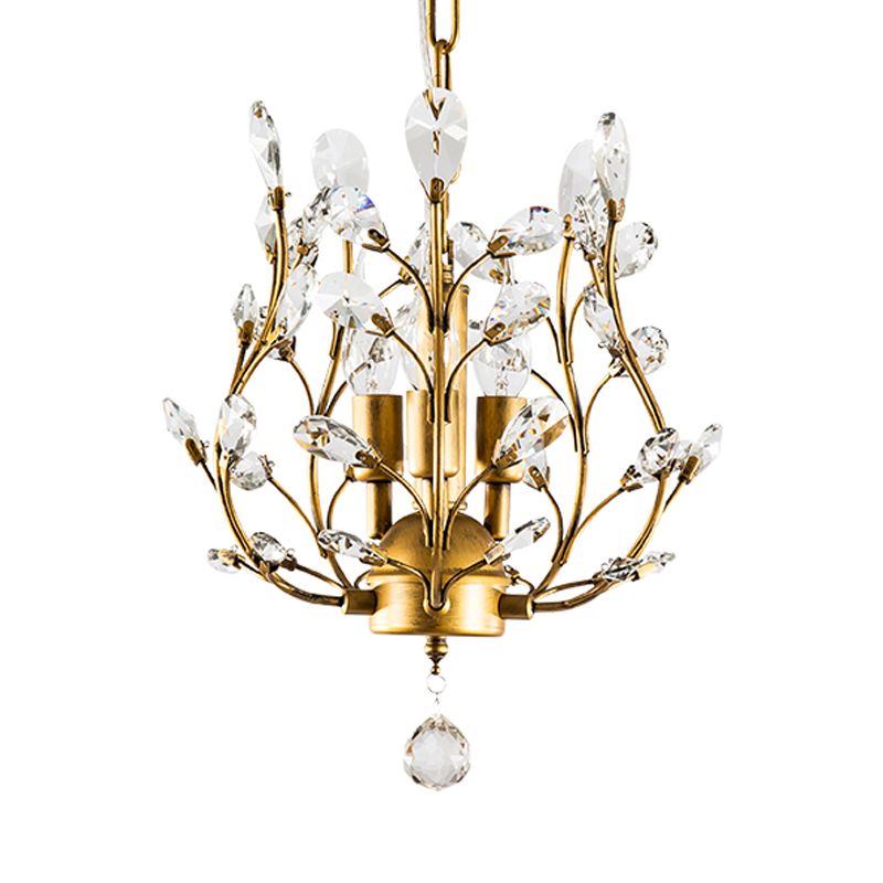 Kristal tak kroonluchter lamp modern 3 bollen zwart/gouden hanglampverlichting met globale druppel