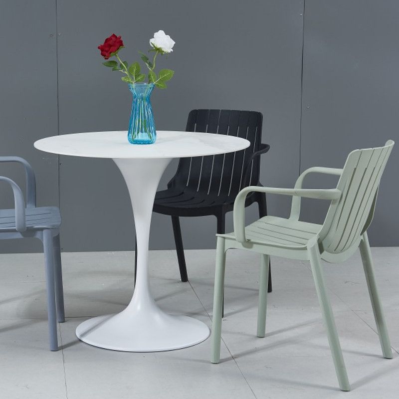 Sillas interiores y exteriores de plástico modernas, sillón con respaldo de listones para restaurante