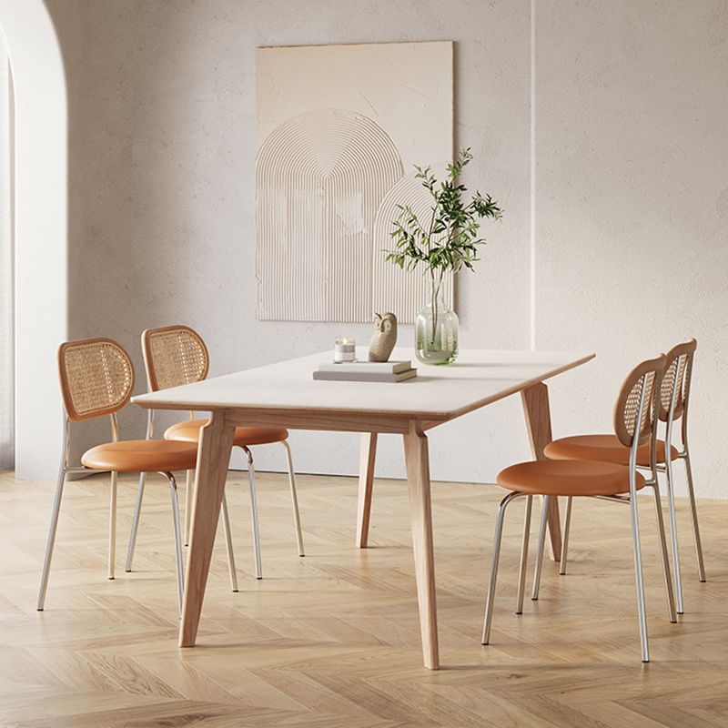 Contemporary Rectangular Dining Table with Light Brown Solid Wood Legs