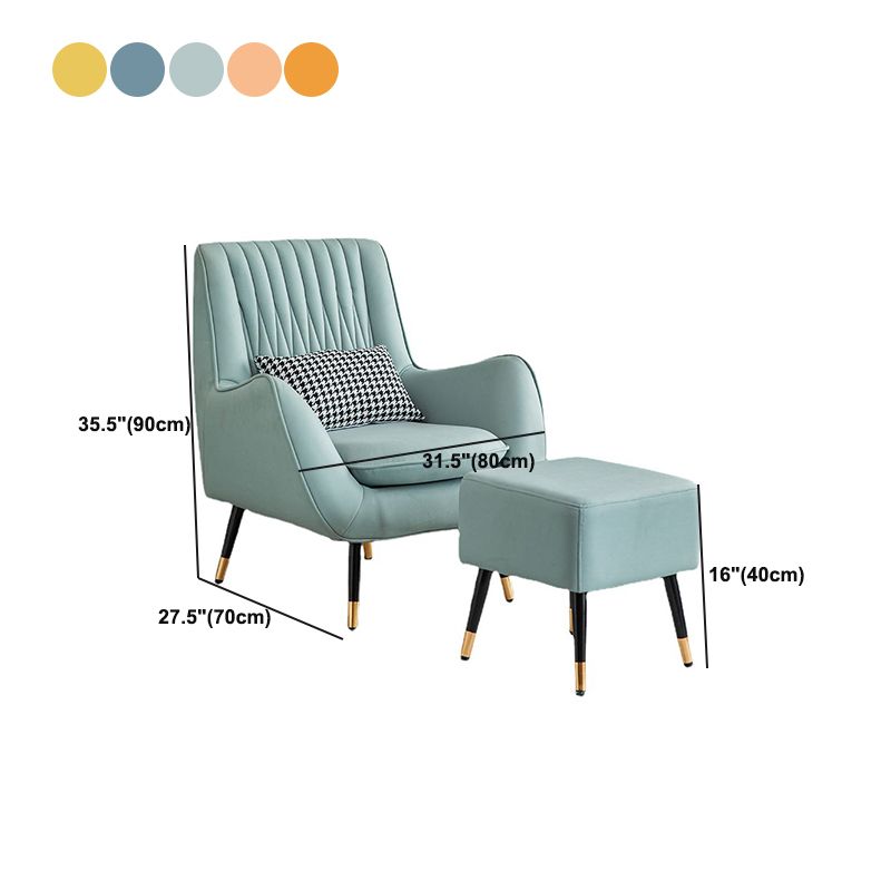 Contemporary Bonded Leather Ottoman Set Flared Arms Accent Room Chair