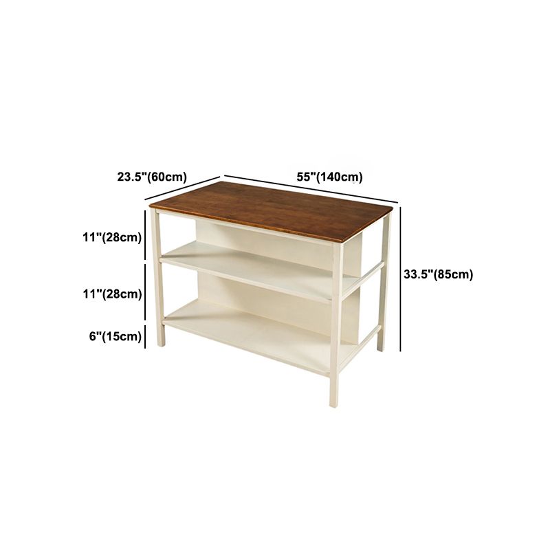 Modern Stationary Kitchen Island table Wood Rectangular Kitchen Island table