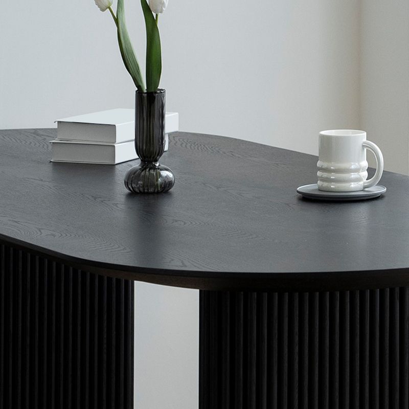 Simplicity Style Dinette Table Solid Wood Oval Dinner Table in Black