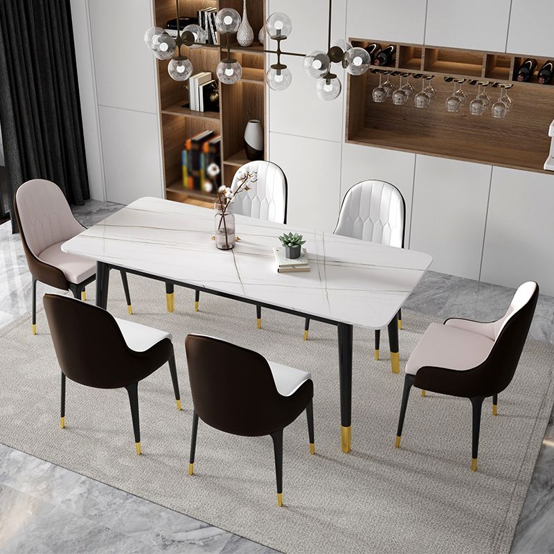 1/5/7 Pcs Metal Contemporary Dining Room Set with Rectangle Table Dining Set