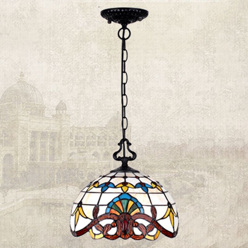Tiffany Style Pendant Lamp with Glass Shade Dinning Room Suspension Lighting Fixture