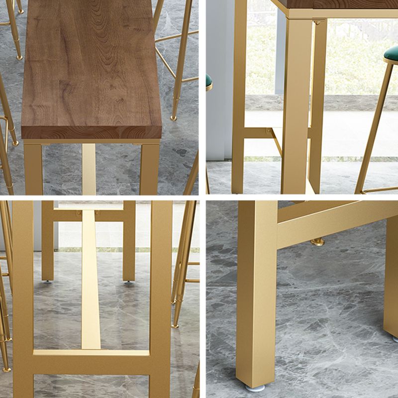 Glam Style Rectangle Bar Table 1/6 Pieces Solid Wood Counter Table