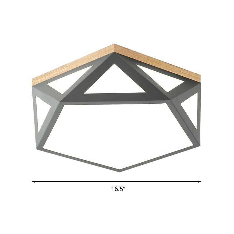 Modern Geometric Acrylic Flush Light 16.5"/20.5" W LED Gray/Green/White Ceiling Flush Mount for Bedroom, Warm/White/Natural/3 Color Light