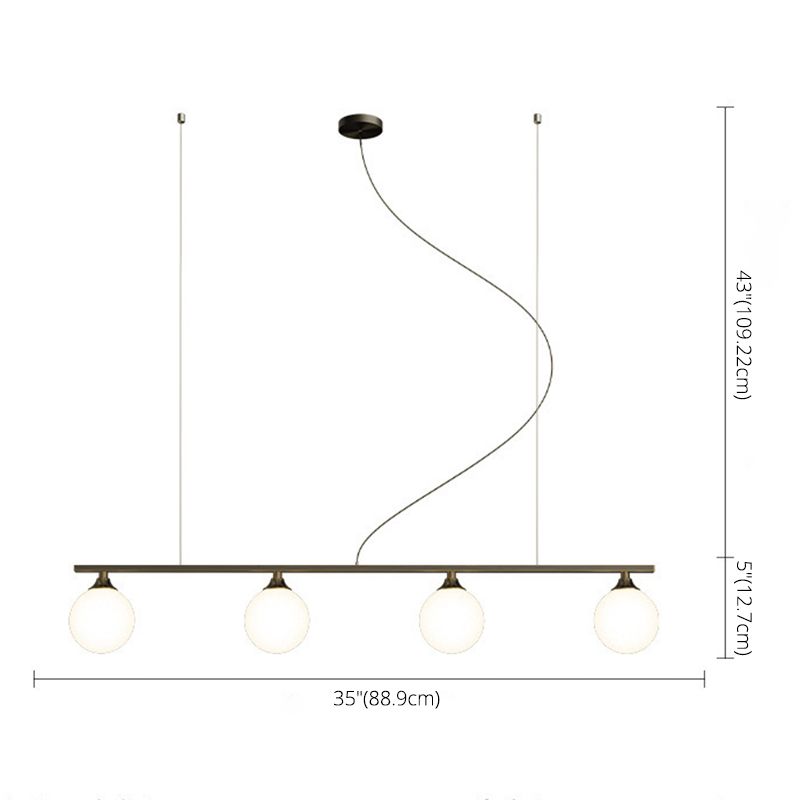 Simplicity Ball Shade Island Pendant Light Milky Glass Dining Room Hanging Light