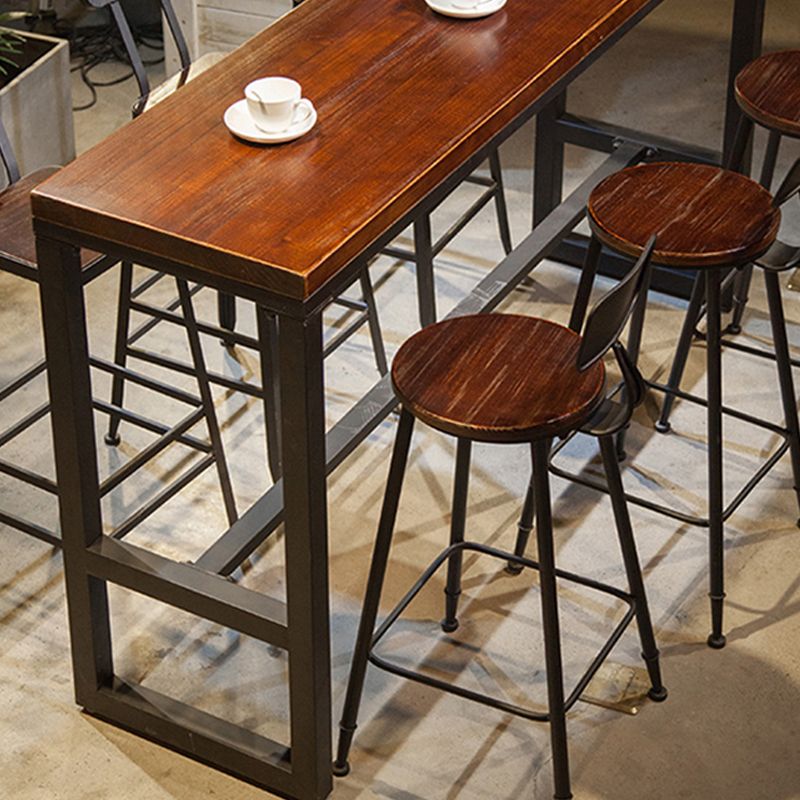 Industrial Rectangle Bar Stool and Table Set 1/2/7 Pieces Indoor Wood Pub Dining Set