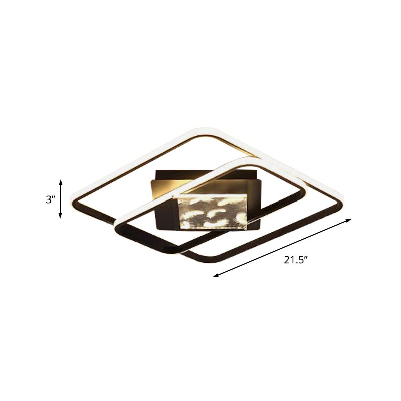 Acrylic Squared Frame Flush Mount Lighting Minimalist LED Flush Ceiling Lamp in Black