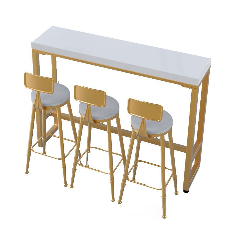 Rectangular Bar Height Table Gold Legs and Metal Base Bar Table for Patio Use