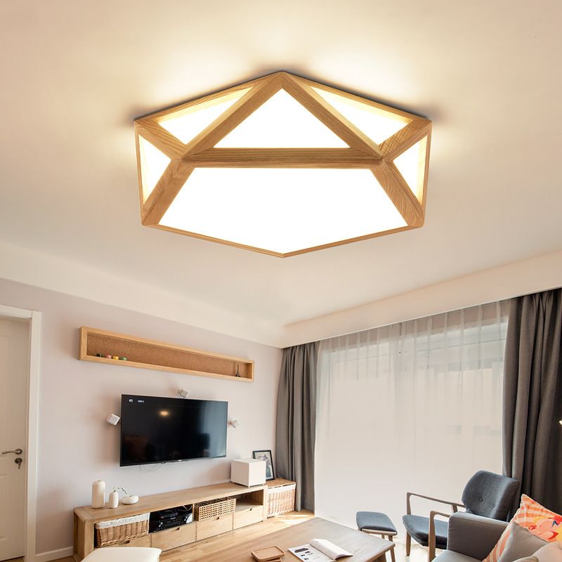 Houten inbouwplafondlamp met acrylkap LED moderne inbouwplafondarmatuur