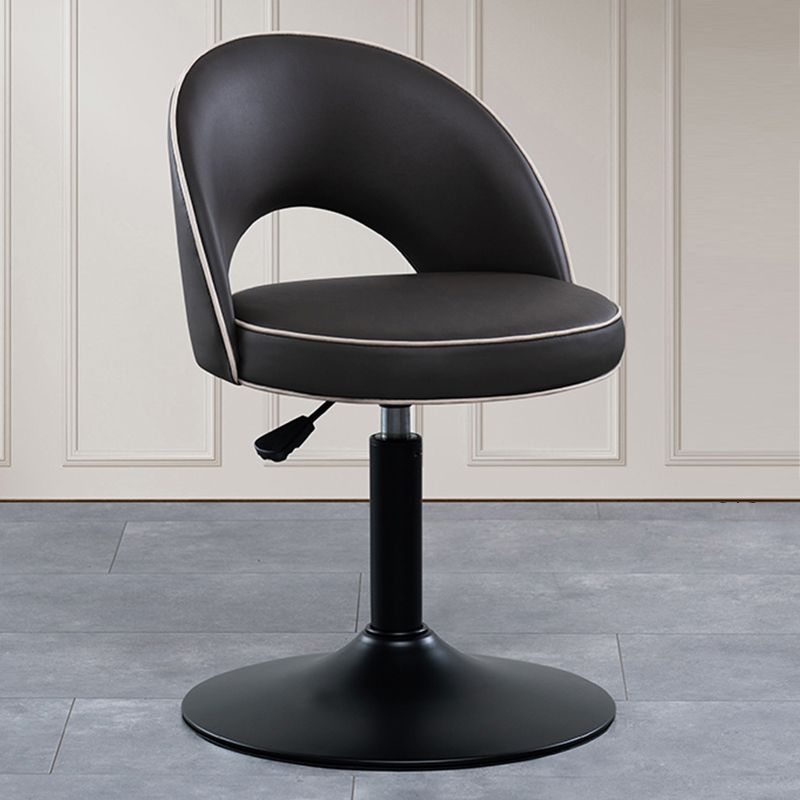 Swivel Adjustable Height Bar Stools Glam Style Faux Leather Bar Stool with Black Base