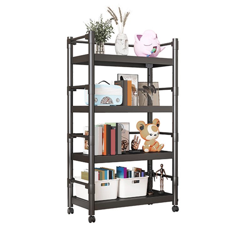 Industrial Style Metal Bookshelf Etagere Shelf Bookcase with Caster Wheels